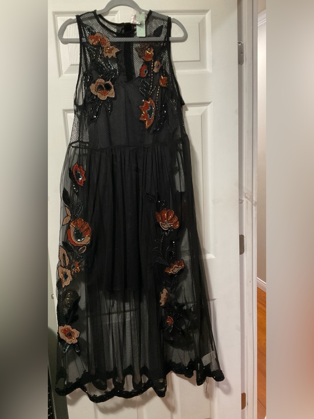 Sheer Black Floral Embroidered Maxi Dress - Picture 2 of 5